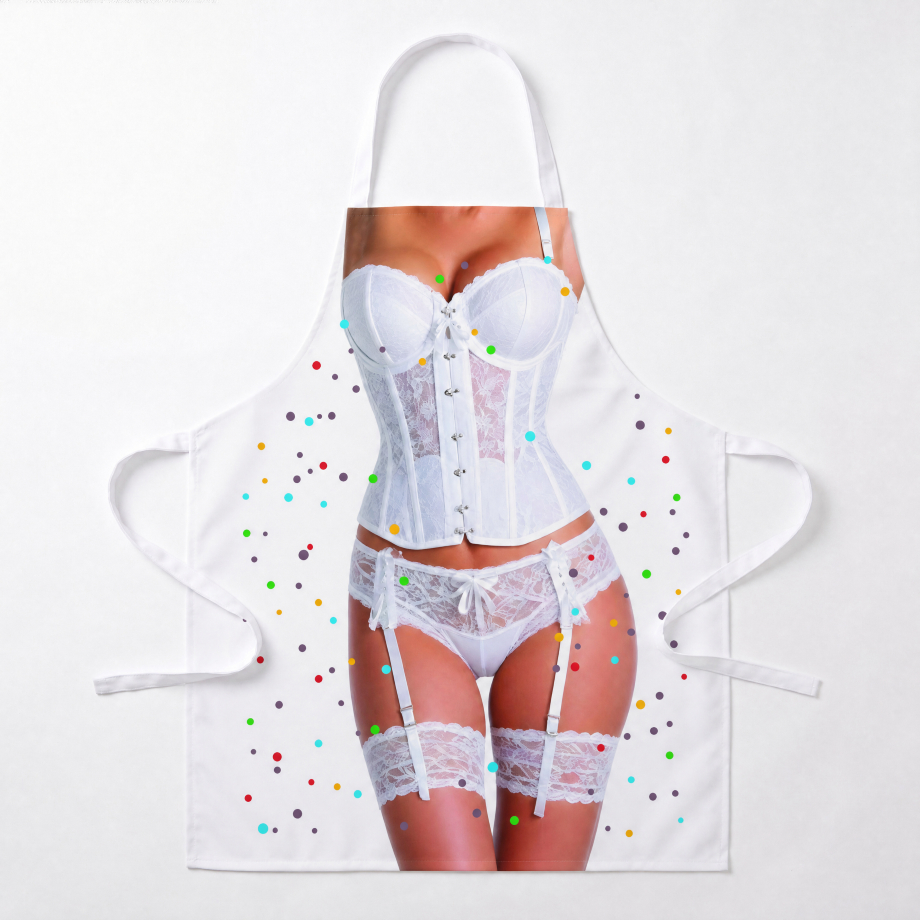 Avental Divertido Despedida de Solteira - Chá de Cozinha - Chá de lingerie - Lingerie Branca