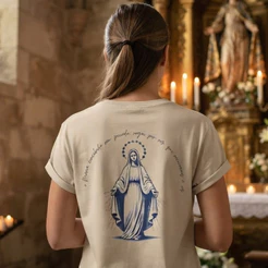 Camiseta Católica Nossa Senhora das Graças Rogai Por Nós Camisa Cristã 100% Algodão Unissex