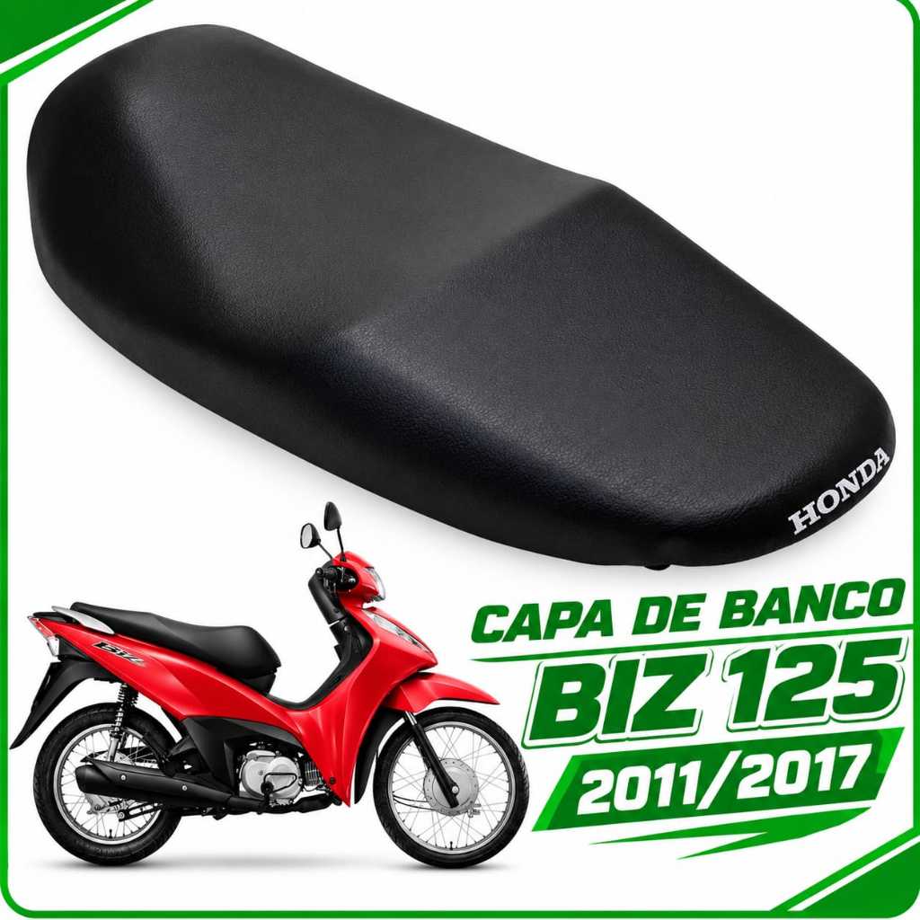 Capa de Banco BIZ 125 2011/2012/2013/2014/2015/2016/2017 PRETA COM LOGO MOD. ORIGINAL.