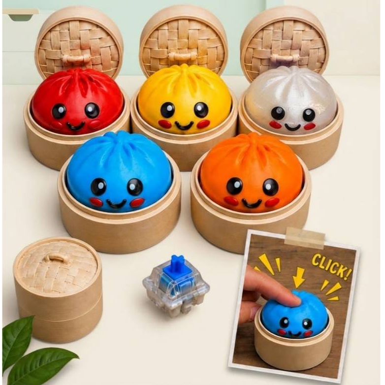 Squishy Clicker Bolinho Chinês Brinquedo Sensorial Anti Estresse de Clicar