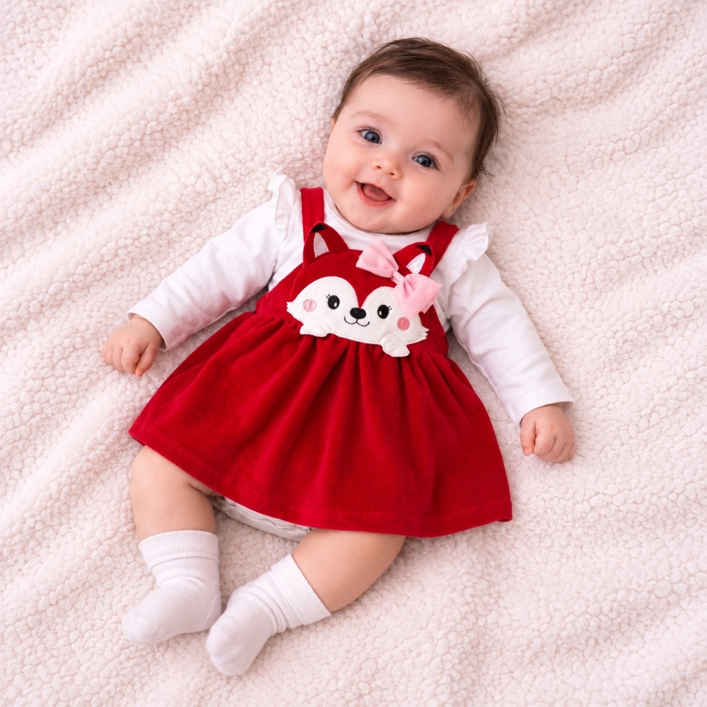 Vestido bebê com body raposinha Alana
