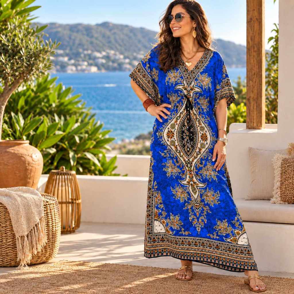 Kaftan longa indiana/Vestido longo indiano/Moda praia/ Tamanho Único Veste M ao GG