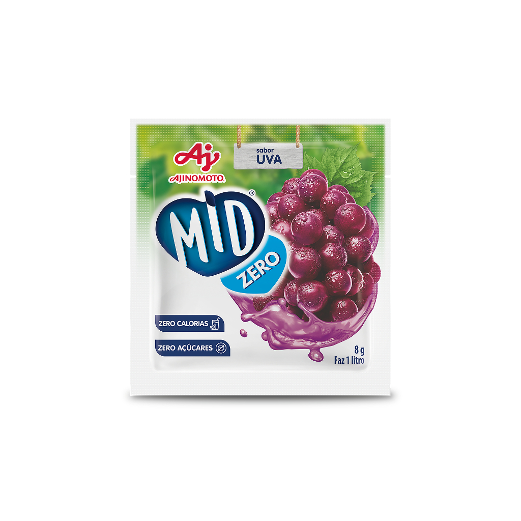 Kit Refresco em Pó MID® Zero Sabor Uva Com 5 Unidades de 8g