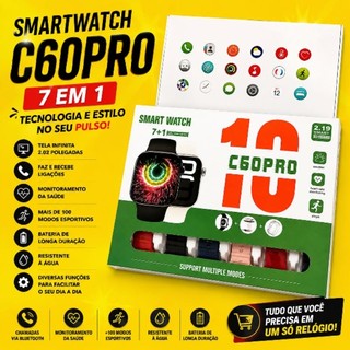 Smartwatch Inteligente - Relógio Kit 7 Pulseiras - Fitness Esportivo Unissex