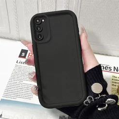 Capinha de silicone preto capa macia anti-queda minimalista para Samsung S20 FE JGS