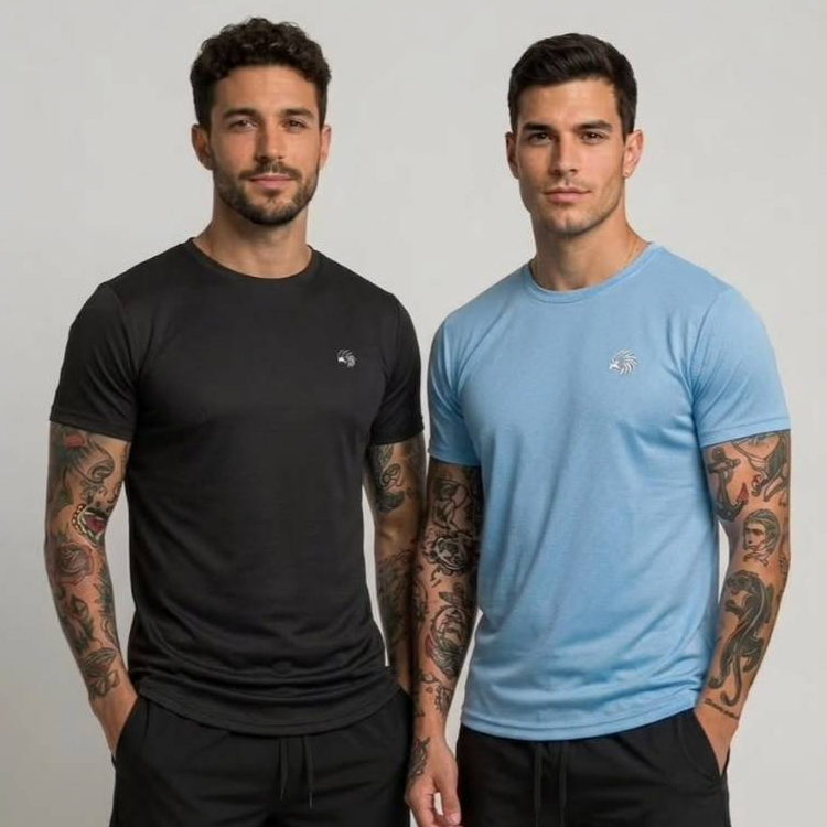 Kit 2 Camisas De Dry Fit Masculina Lisa Tecido Leve Academia Musculação e Treino