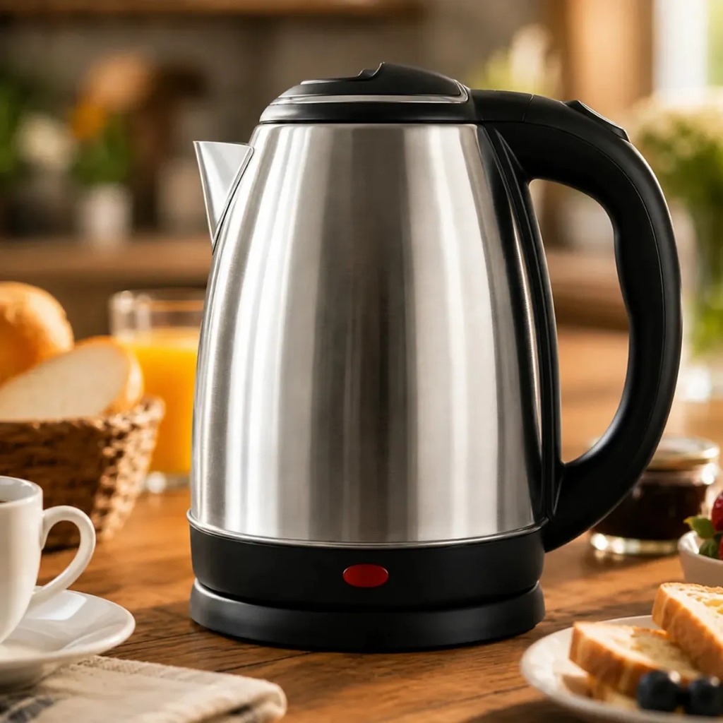 Chaleira Eletrica Inox 1,8L 127V Base Giratória Aquecimento Rápido Desligamento Automático