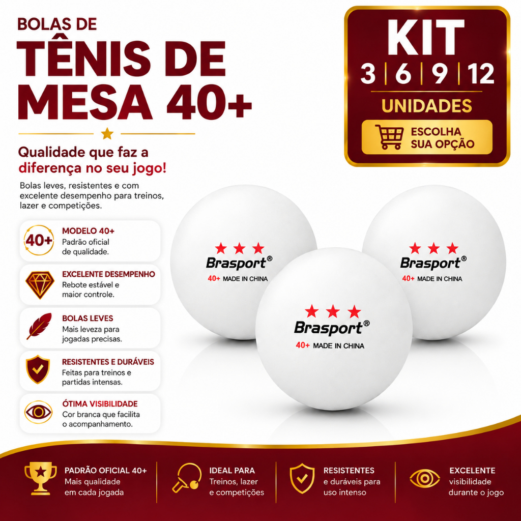 Bolas de Ping Pong 40+ Tênis de Mesa Bolinhas 3/6/9/12 Treino Jogo Esporte Lazer recreação Competição Profissional