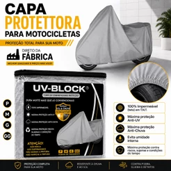 Capa Pra Moto Forrada 100% Impermeável UV-BLOCK Protege Sol Chuva Lona Proteção Anti-UV