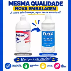 Cola Branca PVA 1Kg Escolar Lavável Artesanato Slime 1kg Papel Cartolina Papelão