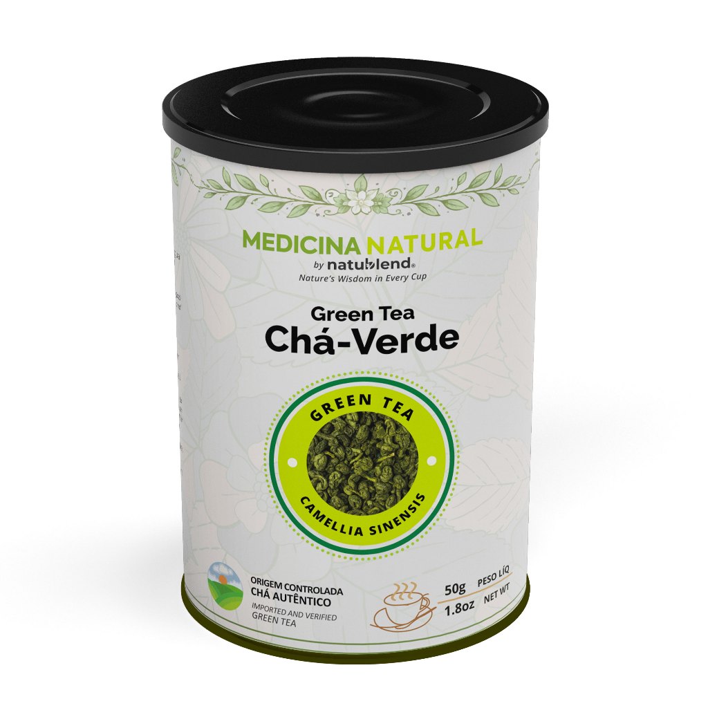 Chá Verde Premium em Folhas Inteiras - Origem Asiática Selecionada - Lata Premium 50g Medicina Natural