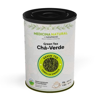 Chá Verde Premium em Folhas Inteiras - Origem Asiática Selecionada - Lata Premium 50g Medicina Natural