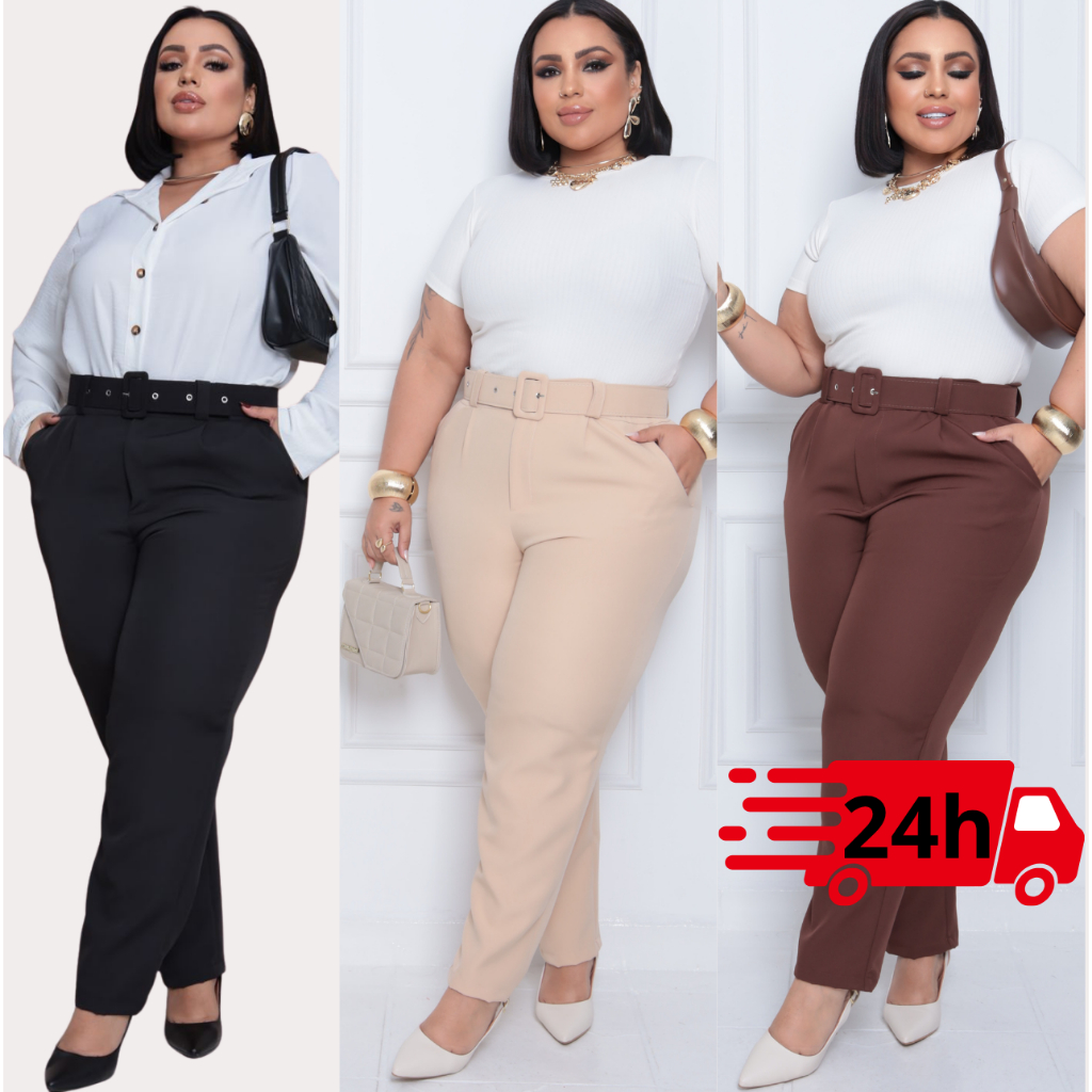 Calça Alfaiataria Social PLUS SIZE Cintura Alta