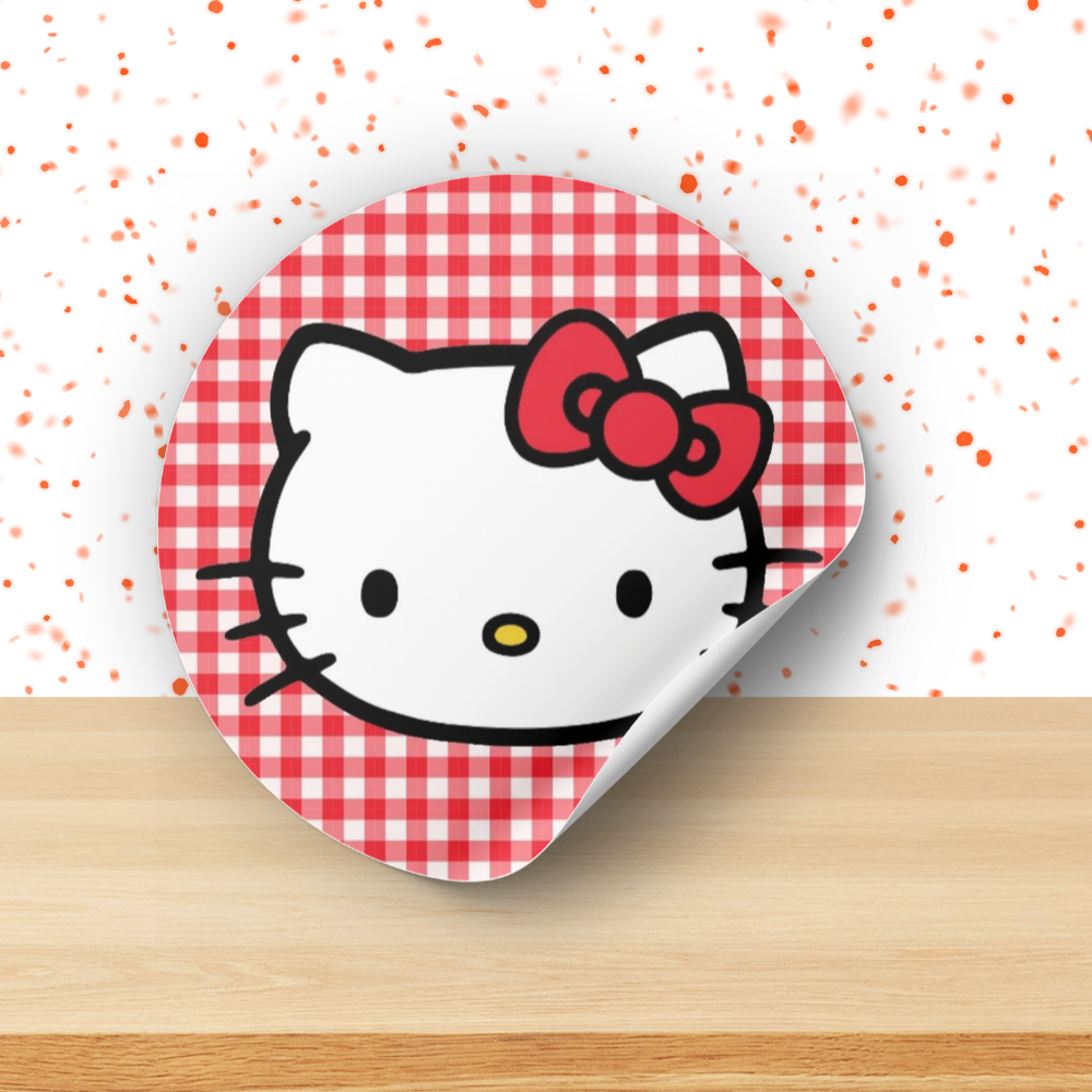 Adesivo Rotulo Hello Kitty-Lembrancinhas-Festas-Aniversário-5X5cm