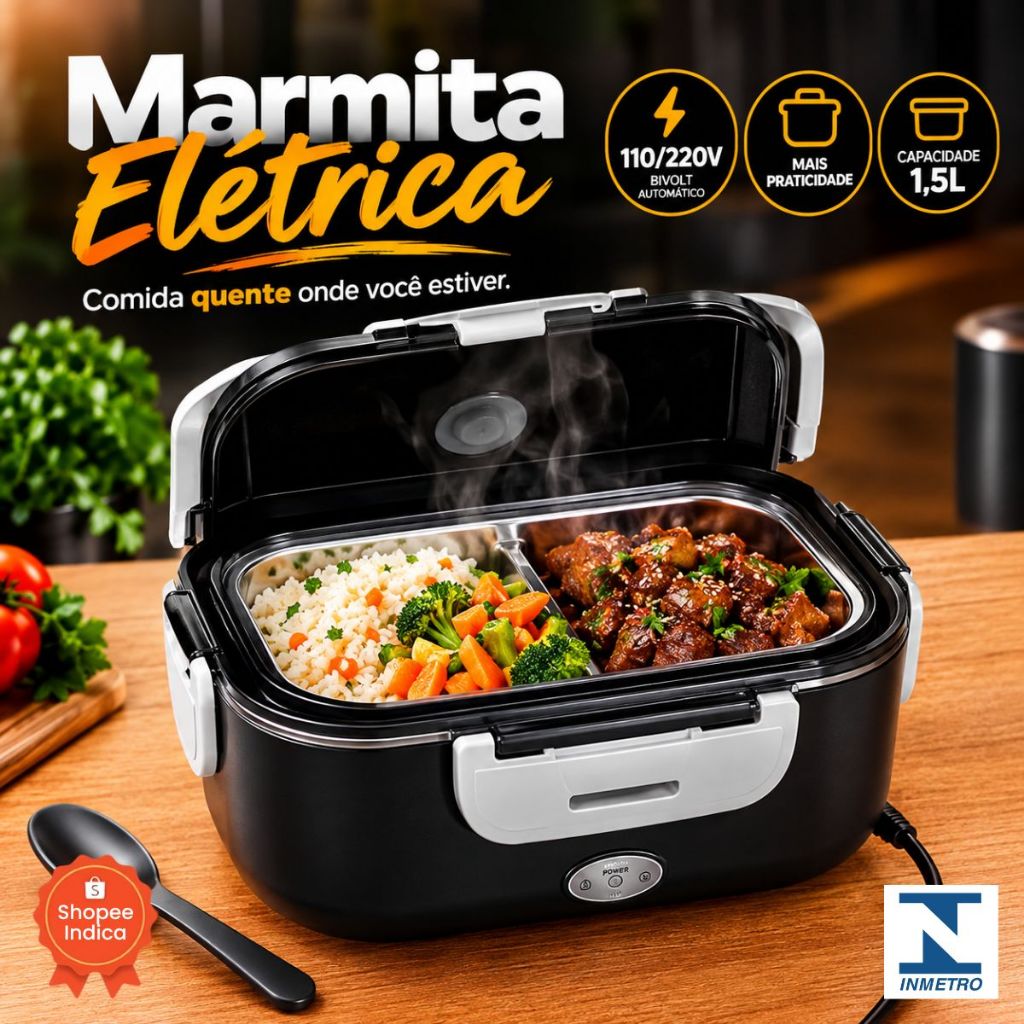 Marmita Elétrica Portatil Marmiteira Termica Bivolt Aquecedor Refeicoes Pratica Cozinha