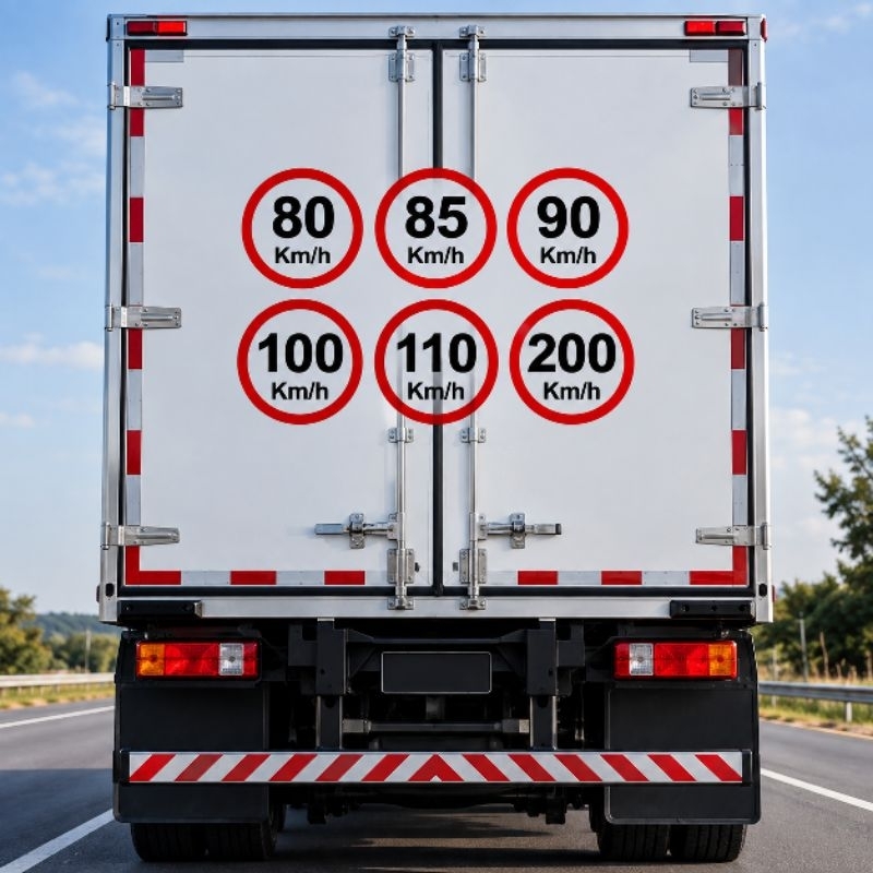 Adesivo Velocidade Máxima 80km 85km 90km 100km 110km 200km Para Veículos Caminhão 18x18cm