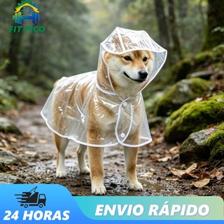 Capa de Chuva Transparente para Cães Impermeável Ajustável Proteção à Prova de Água