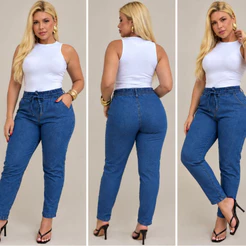 Calça Jeans Feminina Cintura Alta Capri Tecido Premium Leve Confortável