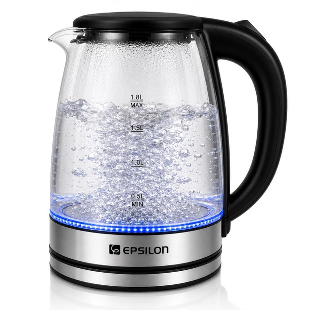 1,8 Litros Chaleira Elétrica Inox Vidro Bule Térmica