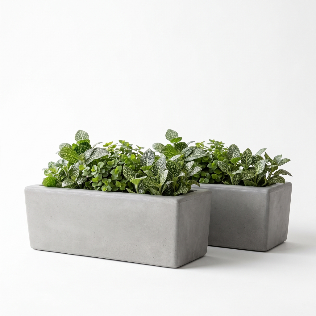 Kit 2 Jardineiras de Planta Cinza 37x15 Floreira Polietileno