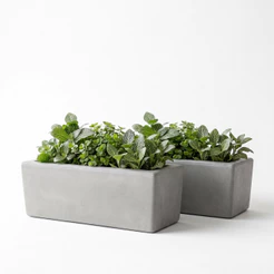 Kit 2 Jardineiras de Planta Cinza 37x15 Floreira Polietileno