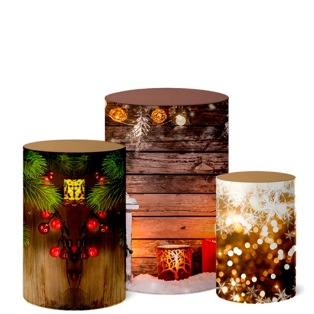 Trio Capas De Cilindro Veste Facil C/ Elastico Natal