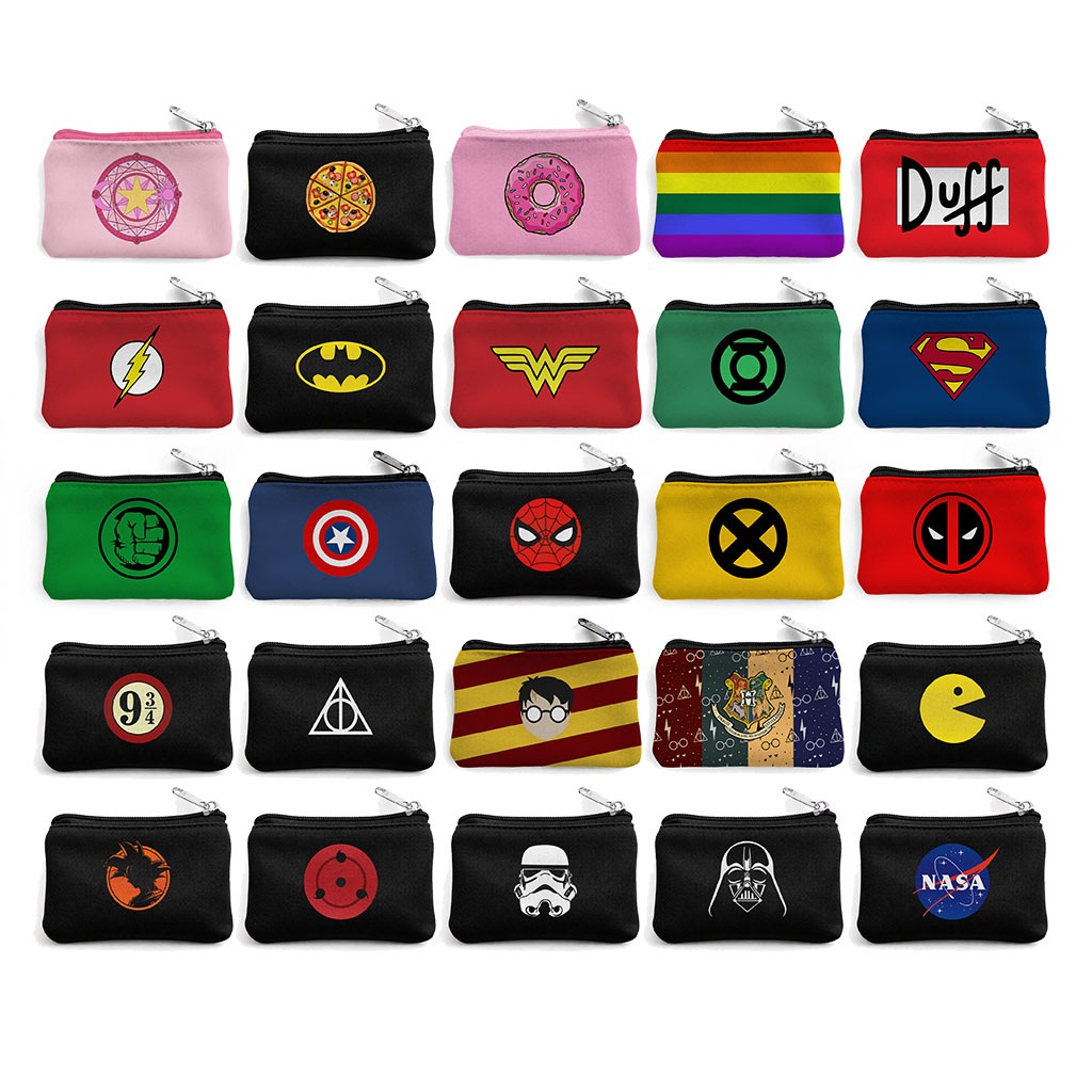 Porta Moedas Slim Geek Vários Modelos Super Heróis DC Marvel Homem Aranha Batman Presente Criativo