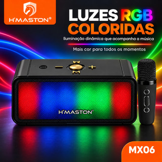 Alto-falante Bluetooth Karaoke com Microfone, Luzes LED e Diversão para Toda a Família