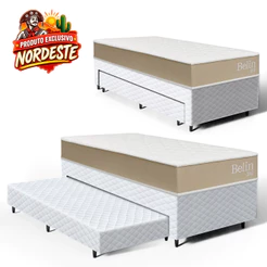 Cama Box com Colchão de Espuma D33 Double Face Belin + Auxiliar de Espuma Unique Solteiro 88cm