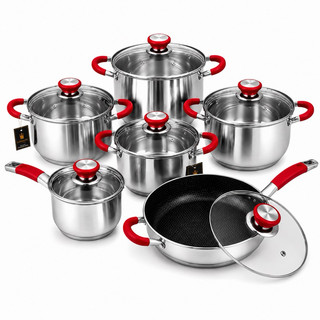 Kit de Panelas Genebra 12 peças Jogo de Panelas em Aço Inoxidável 18/10 uso Profissional