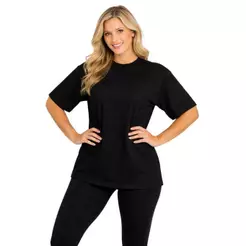 Camiseta oversized Feminina Gola Alta 3cm