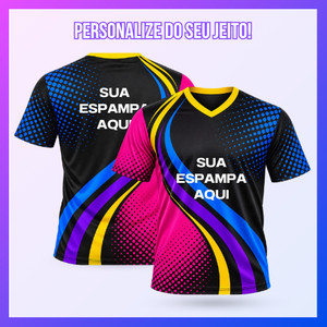 Camiseta Manga Curta Gola V Dry Fit Sublimação Total Personalizada
