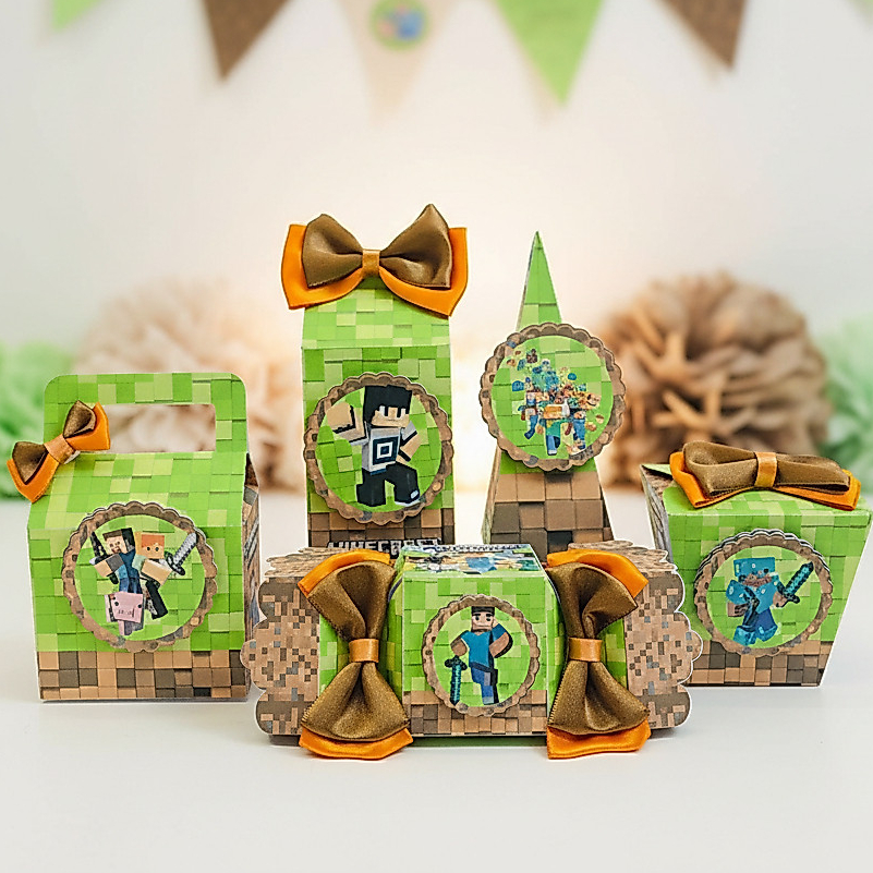 KIT CAIXINHAS PERSONALIZADAS PARA FESTA - QUALQUER TEMA - LEMBRANCINHA DE ANIVERSÁRIO - MINECRAFT