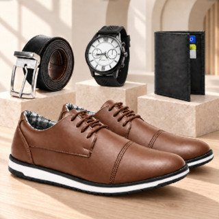 Kit Sapato Oxford Masculino Confort com Elástico  + Acessórios
