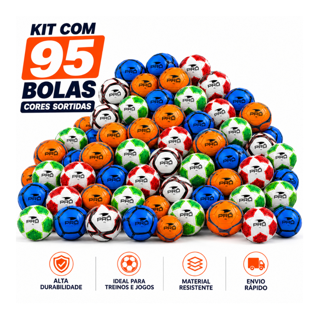 Kit c/95 Bolas De Futebol de Campo Tam.5 Couro Importada -  NÃO É POSSÍVEL ESCOLHER A COR DA BOLA.