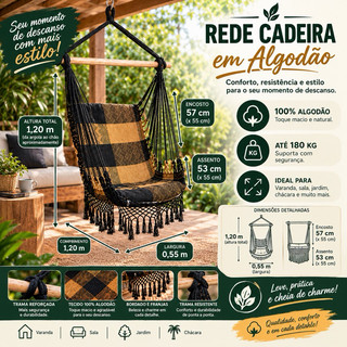 Rede Cadeira de teto suspensa Descanso e Balanço