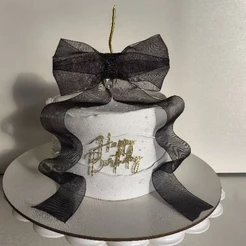 Topo de Bolo Laço Happy Birthday + Vela | Decoração de Bolo para Aniversário