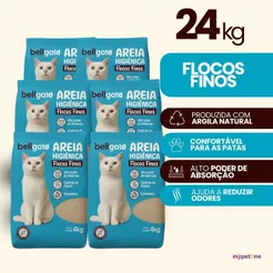 6 Areia Higiênica Bellgato Flocos Finos - 4kg
