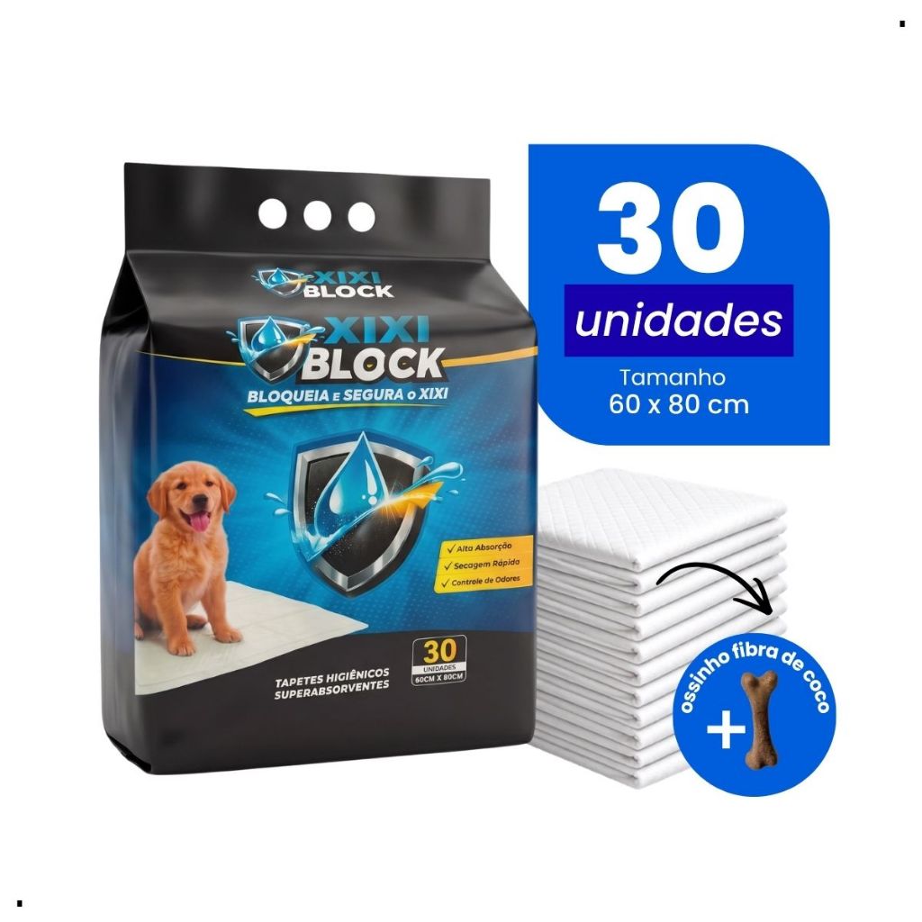 Tapete Higiênico Cachorro 30Unidades 80x60 60x60 Atrativo Canino Gel Absorvente Fralda Manta Pet Cão Dog Cães Fita Odor
