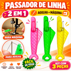 Passador de Linha para Agulha Kit Mini Enfiador de Agulha Costura Manual Bordado Prático Portátil