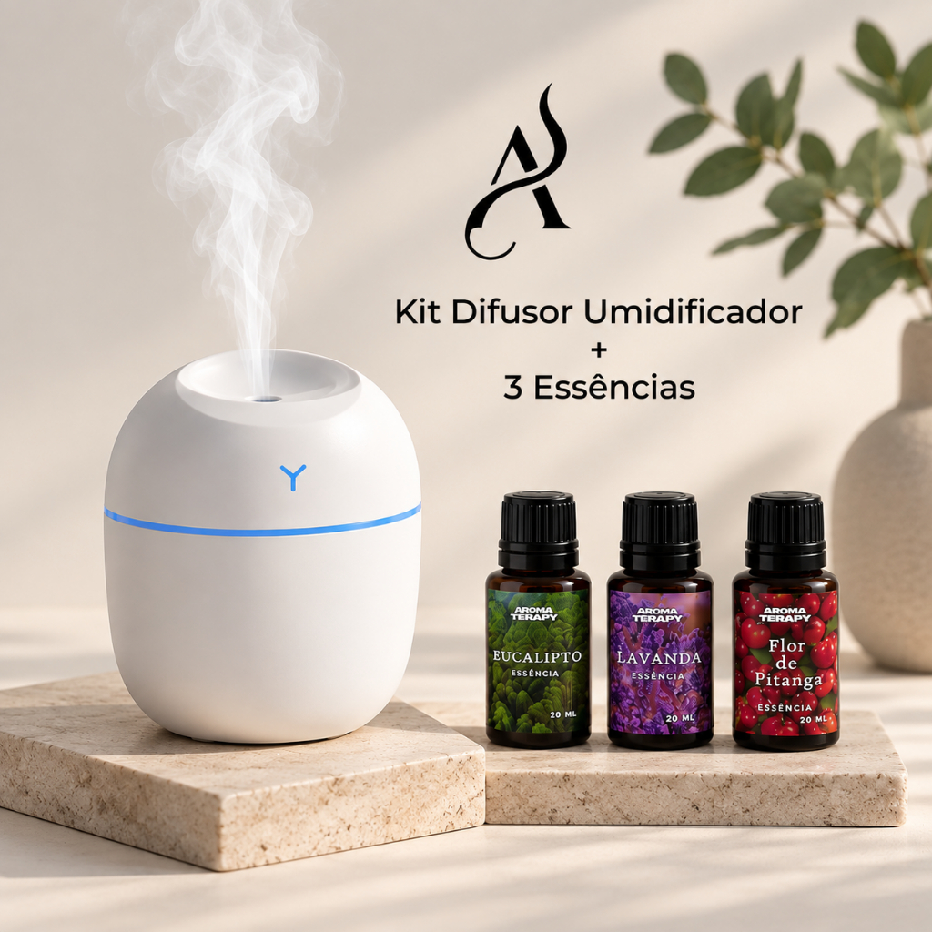 Kit Umidificador Aromatizador com 3 Essências Hidrossolúvel | Difusor De Ar Egg  | 3 Essências