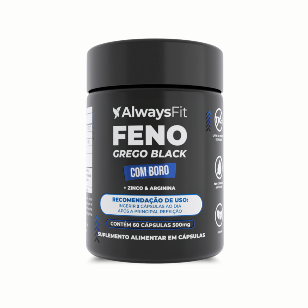 Feno Grego Black AlwaysFit | Feno-Grego, L-Arginina, Zinco e Boro | 60 Cápsulas - 500 mg