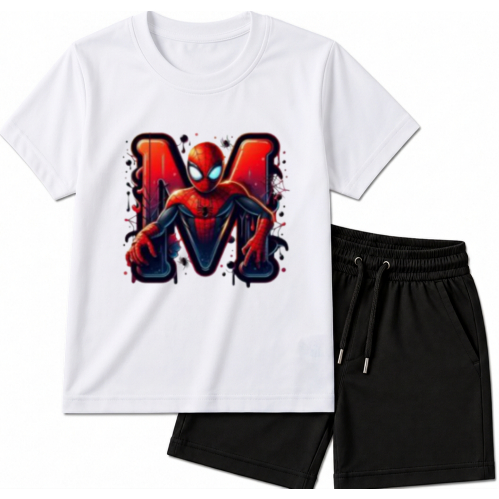 Conjunto Infantil Masculino  Menino Camiseta Algodão +Bermuda Moletinho Estampado Confortavel Casual