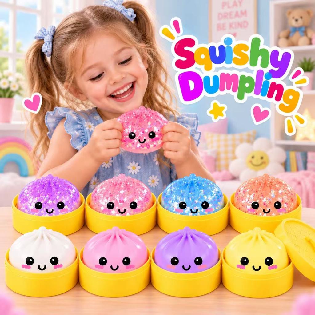 Brinquedo Squishy Dumpling 8,5cm Macio de Apertar Antiestresse