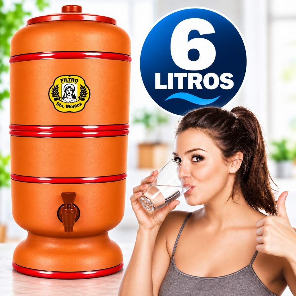 Filtro de Barro 6 Litros Completo com Vela Tripla Ação + Boia + Torneira