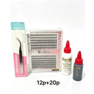 Kit Cílios Volume Individual D 9‑14mm, Pinça Profissional, Cola 30ml Salon Pro e Removedor