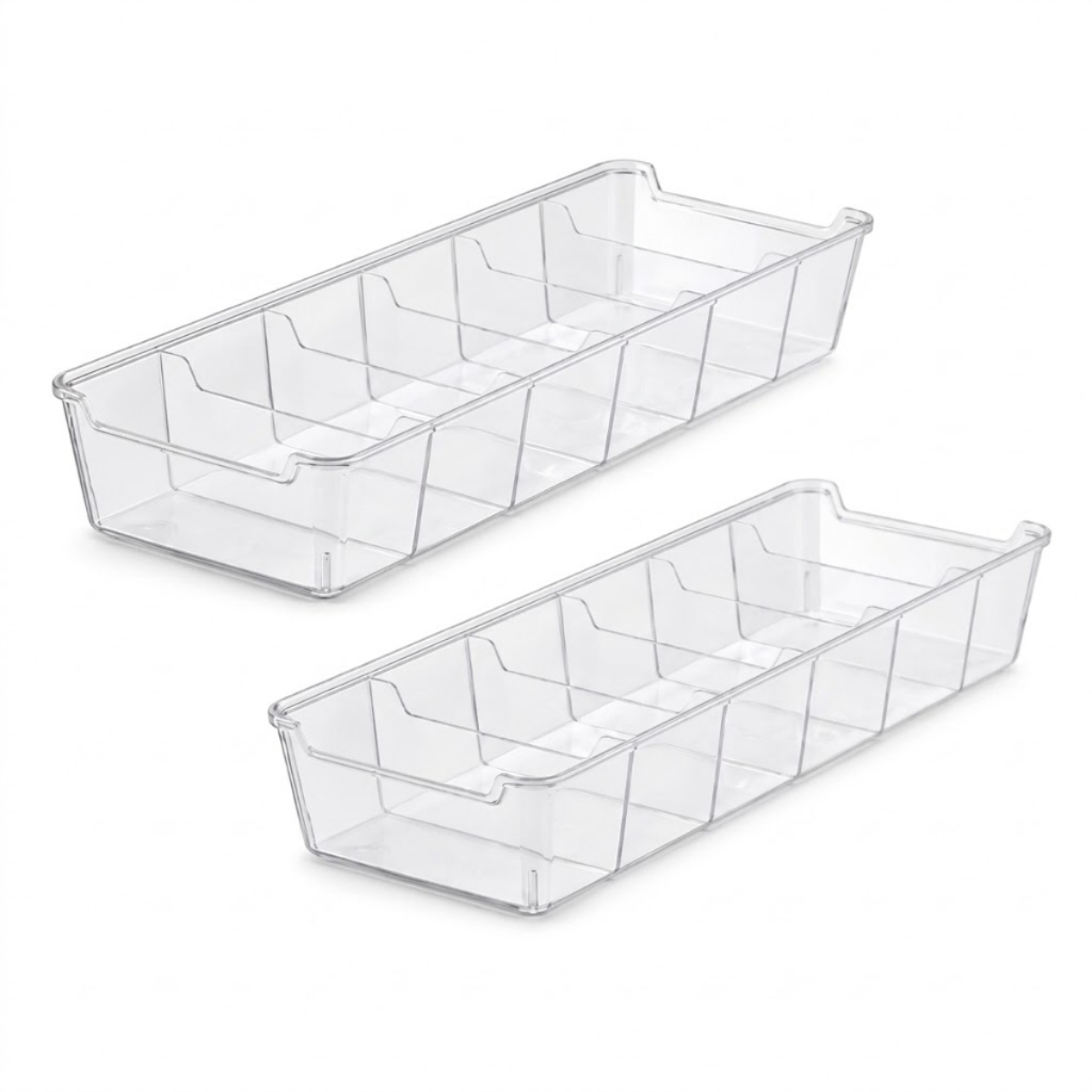 Kit 2 Organizadores de Gavetas Acrílico Transparente - Praticidade e Elegância em 6 Divisórias