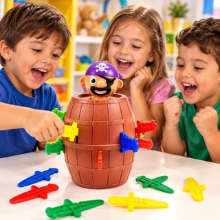 Jogo Pula Pirata Barril Pirata Jogo Divertido Brinquedo de Mesa Familia Interativo Pegadinha Dia das Crianças