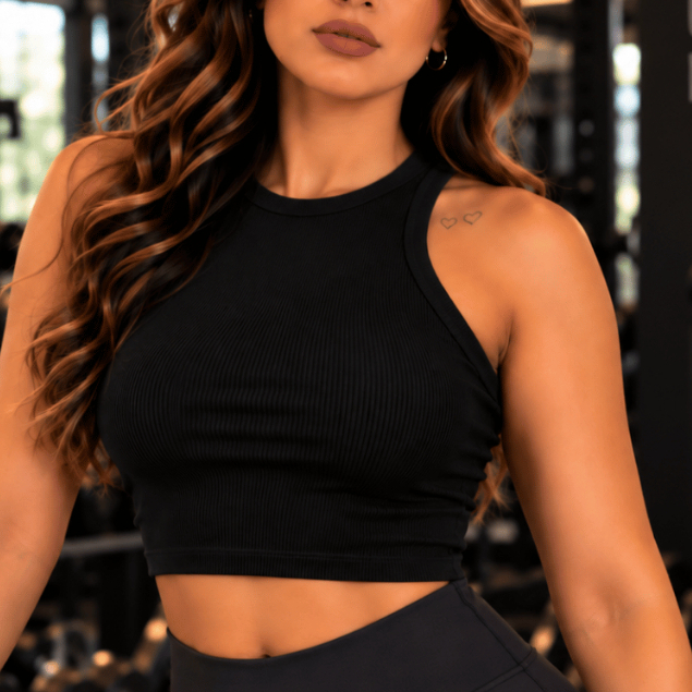 Cropped Feminino Canelado Regata Básica Tamanho Único Blusinha Justinha Academia Fitness Casual