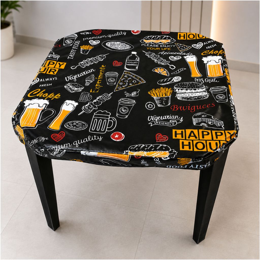 Kit 5 Capas Impermeável Estampada Toalha De Mesa Plástico Restaurante/Lanchonete/Bar 70x70